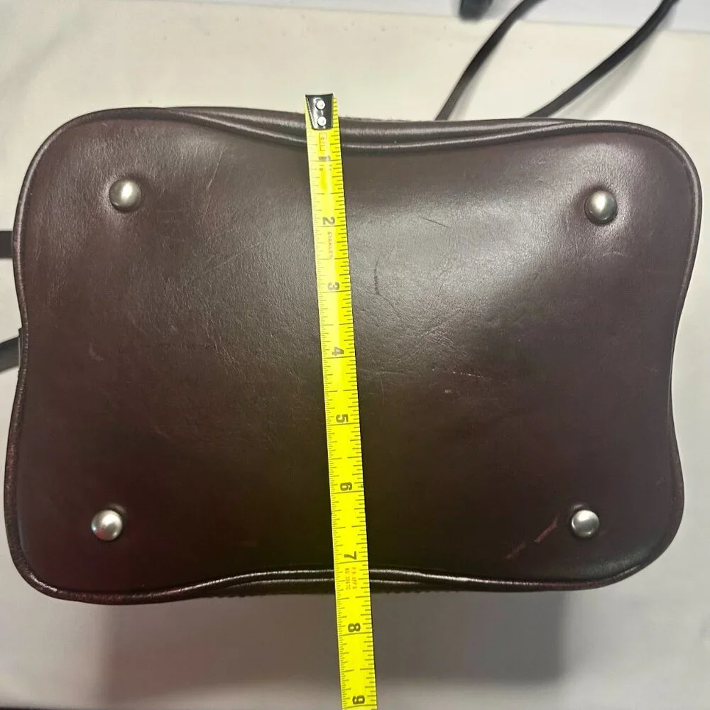 Patricia Nash Melrose Brushed Italian Nubuck Drawstring Bucket Bag Plum Key Fob